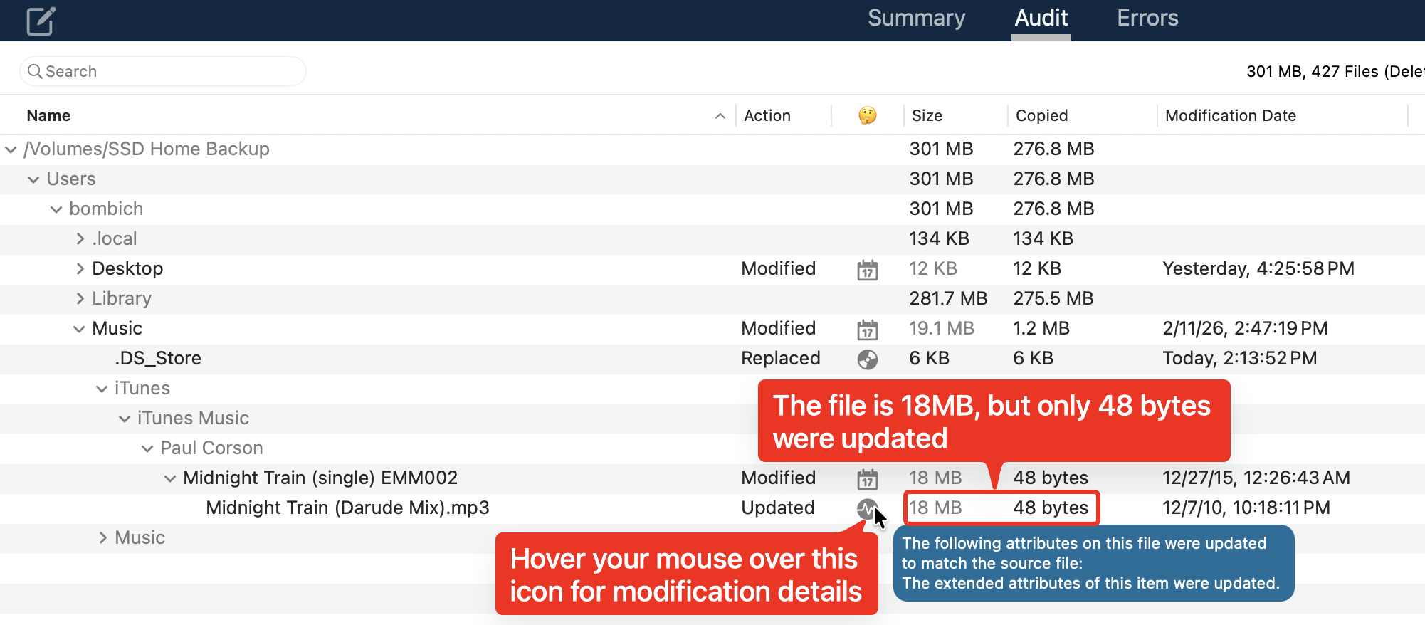 screenshot of CCC task audit