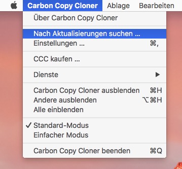 CCC starten und nach Aktualisierungen suchen