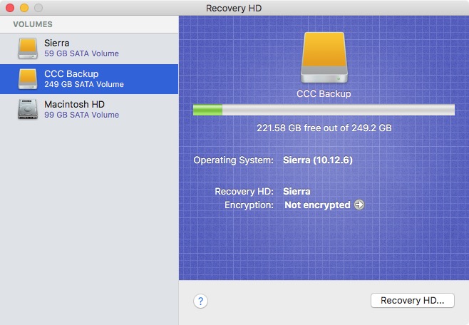 Cloning the Recovery HD is simple in Simple mode as well