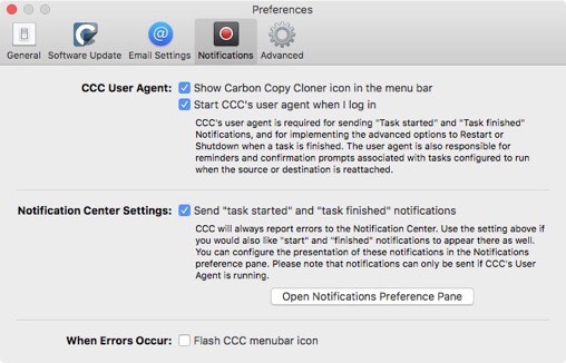 CCC notification preferences
