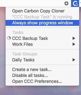 Show task progress window