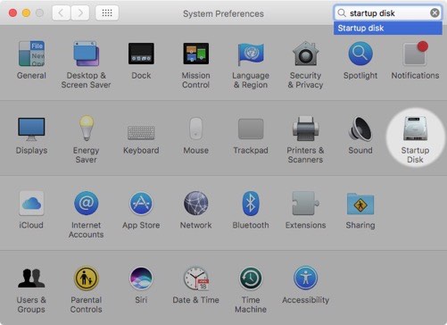 Open the Startup Disk Preferences