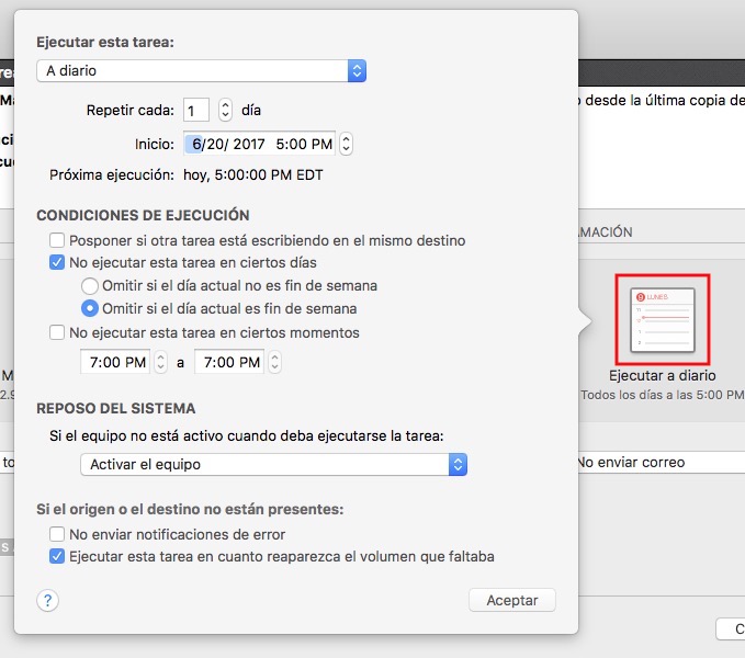 Modifique la programación