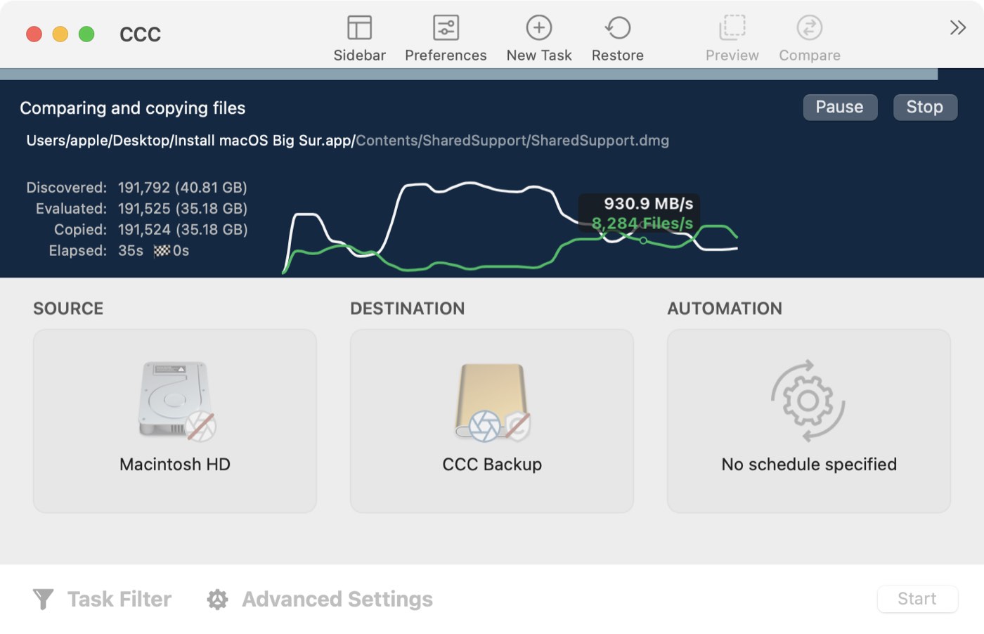 Congratulations - your first backup is in progress!