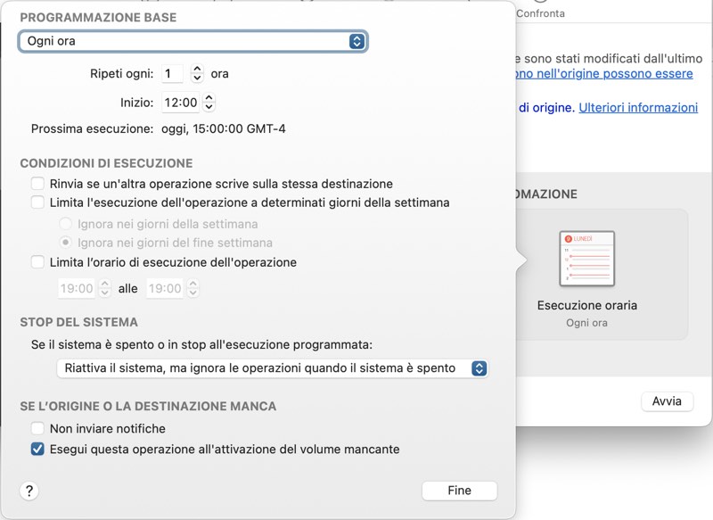 Configurare una programmazione